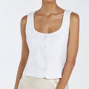 DISSH Oscar Scoop Neck Linen Vest in White